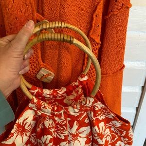 Floral orange and white purse